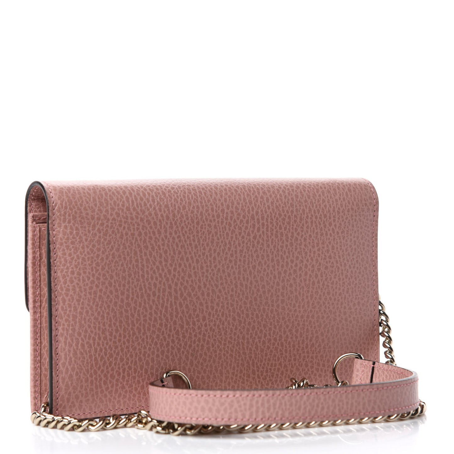 Dollar Calfskin Interlocking G Chain Wallet Soft Pink