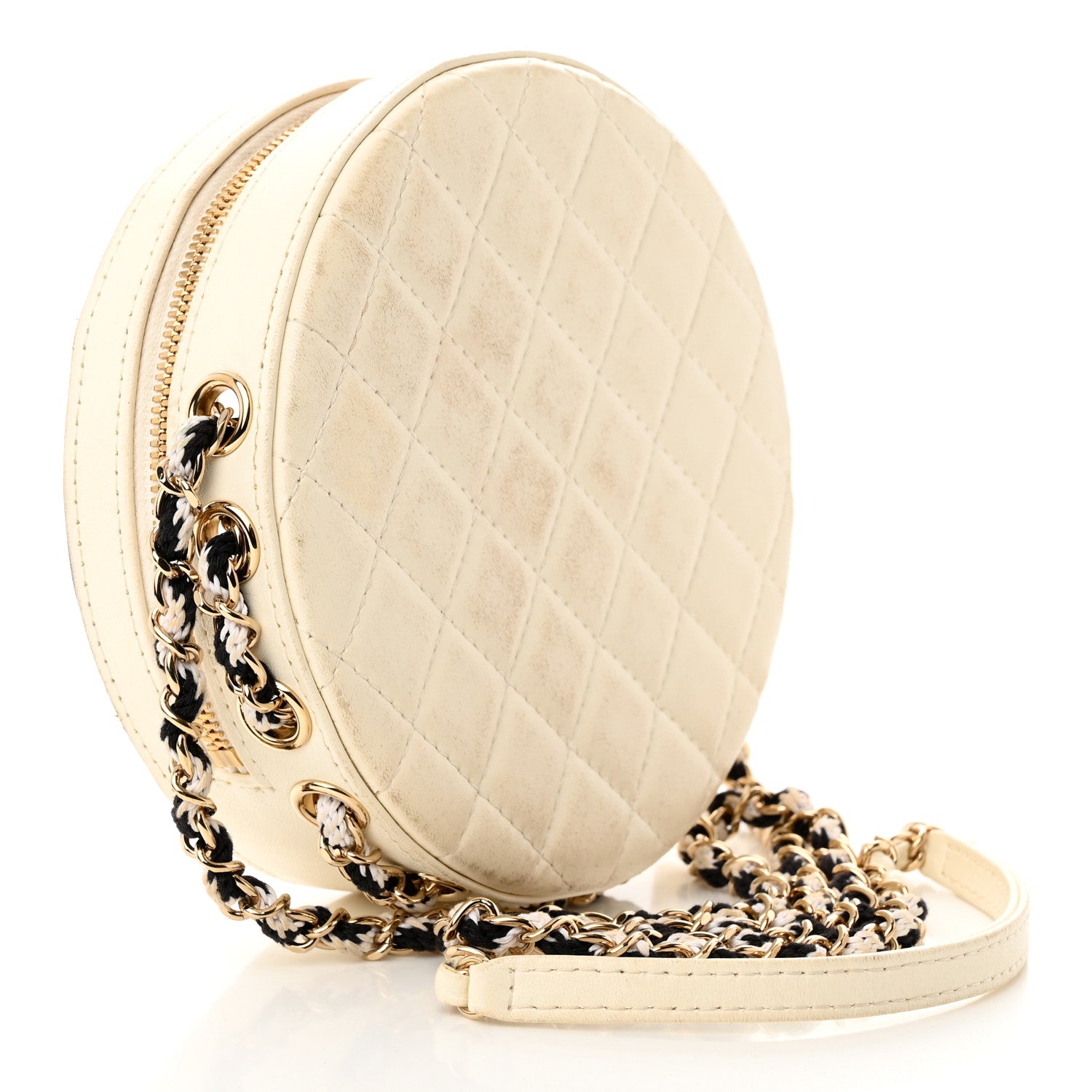 Chanel Lambskin Coco Lifesaver Round Bag Black White 3 of 16