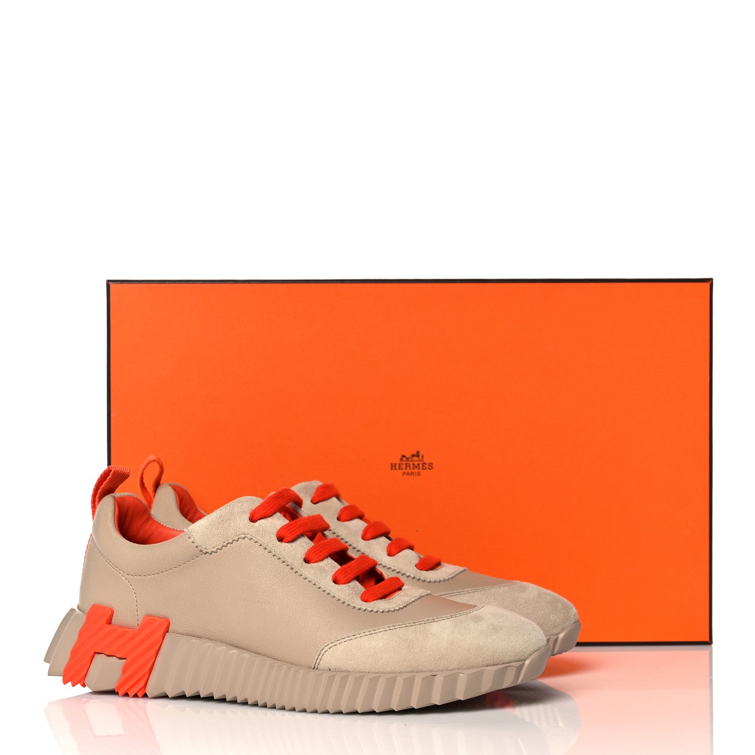 Hermes Goatskin Suede Goatskin Bouncing Sneakers 37.5 Beige Sarrasin 8 of 8