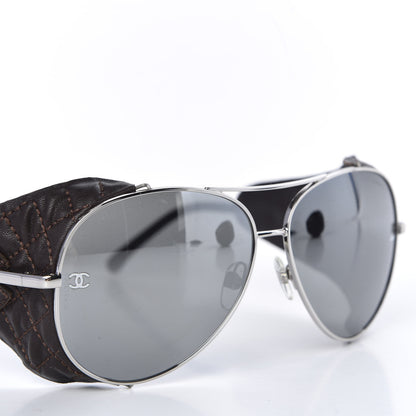Chanel Titanium Lambskin CC Pilot Sunglasses Brown 7 of 8