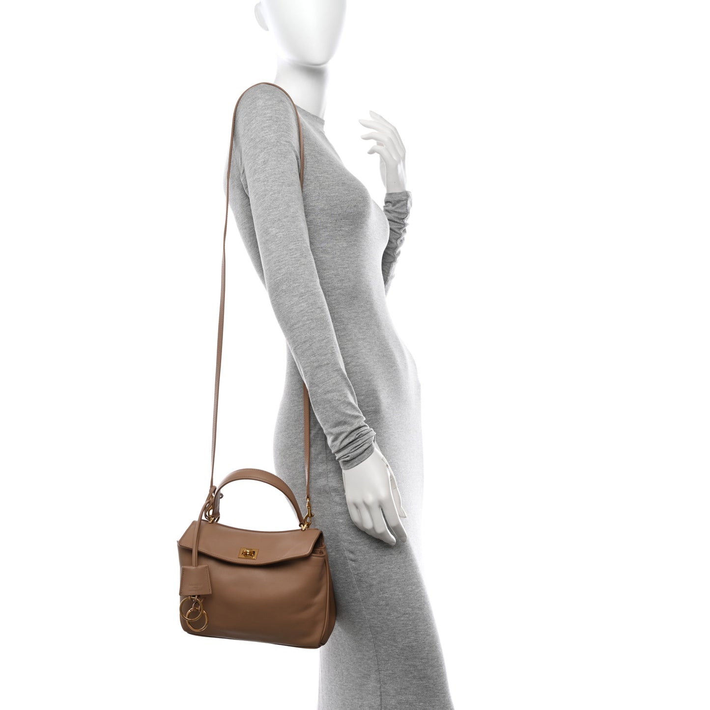 Natural Smooth Calfskin Mini Rodeo Top Handle Handbag Latte