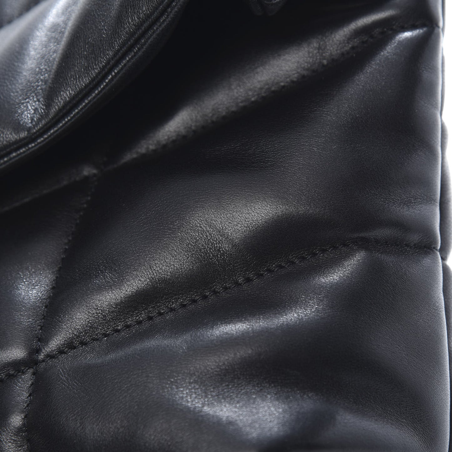 Lambskin Quilted Small Loulou Puffer Monogram Chain Satchel Black