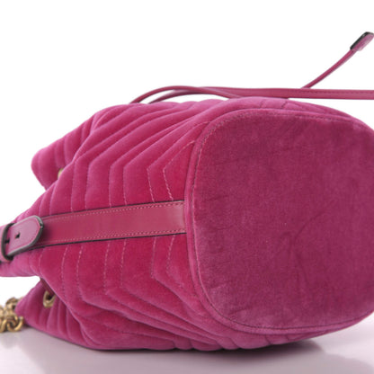 Gucci Velvet Matelasse GG Marmont Bucket Bag Light Raspberry Rose 7 of 10
