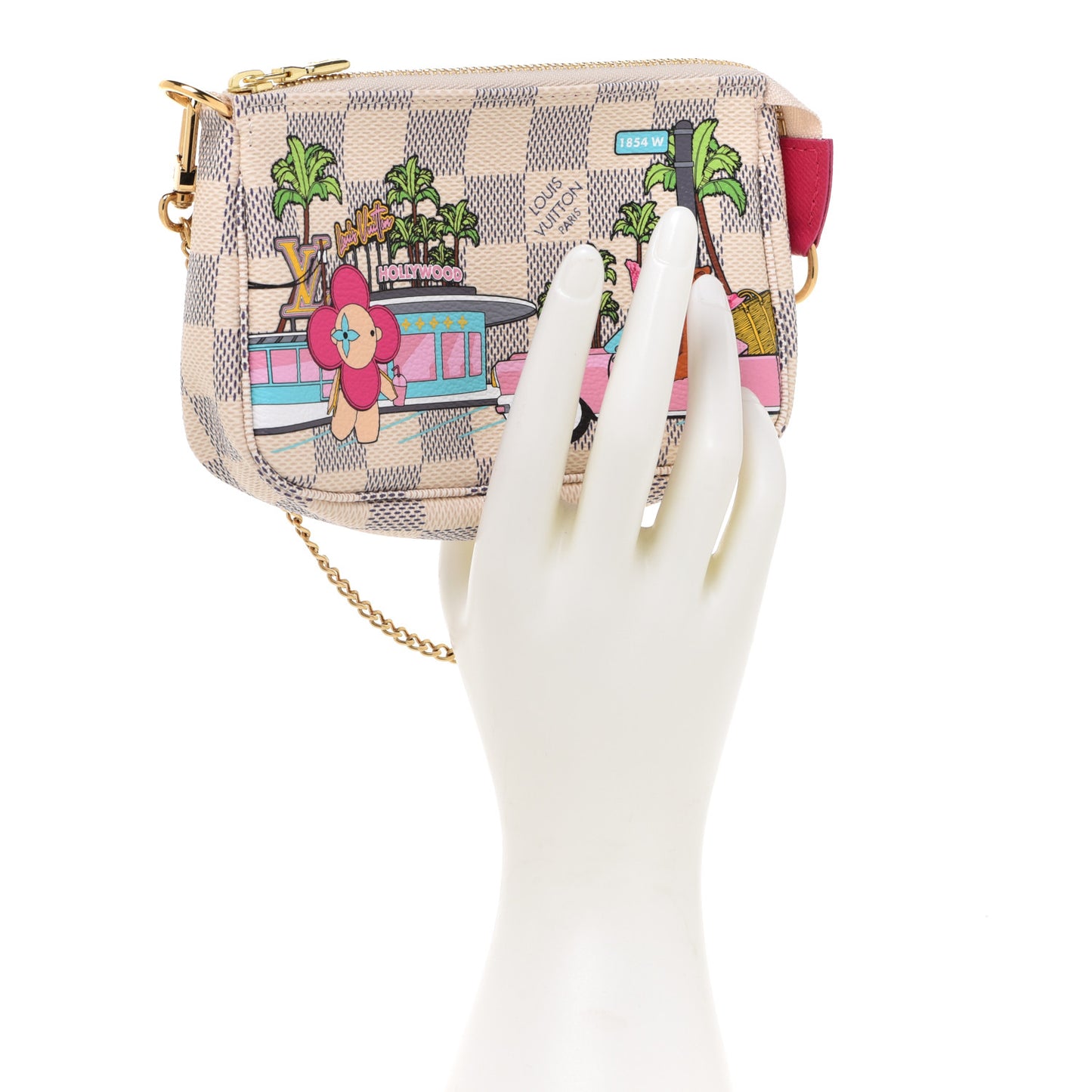 Damier Azur 2021 Christmas Animation Hollywood Mini Pochette Accessories Fuchsia
