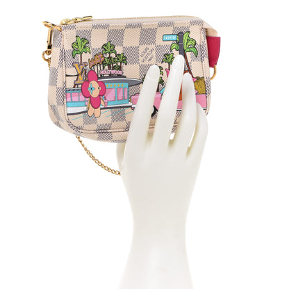 Louis Vuitton Damier Azur 2021 Christmas Animation Hollywood Mini Pochette Accessories Fuchsia 3 of 8
