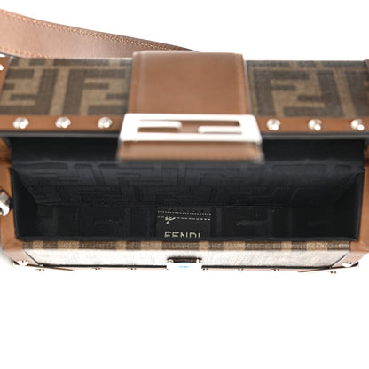 Fendi Shiny Glazed Fabric Vachetta FF 1974 Mini Baguette Trunk Mogano Panna Cuoio 5 of 11