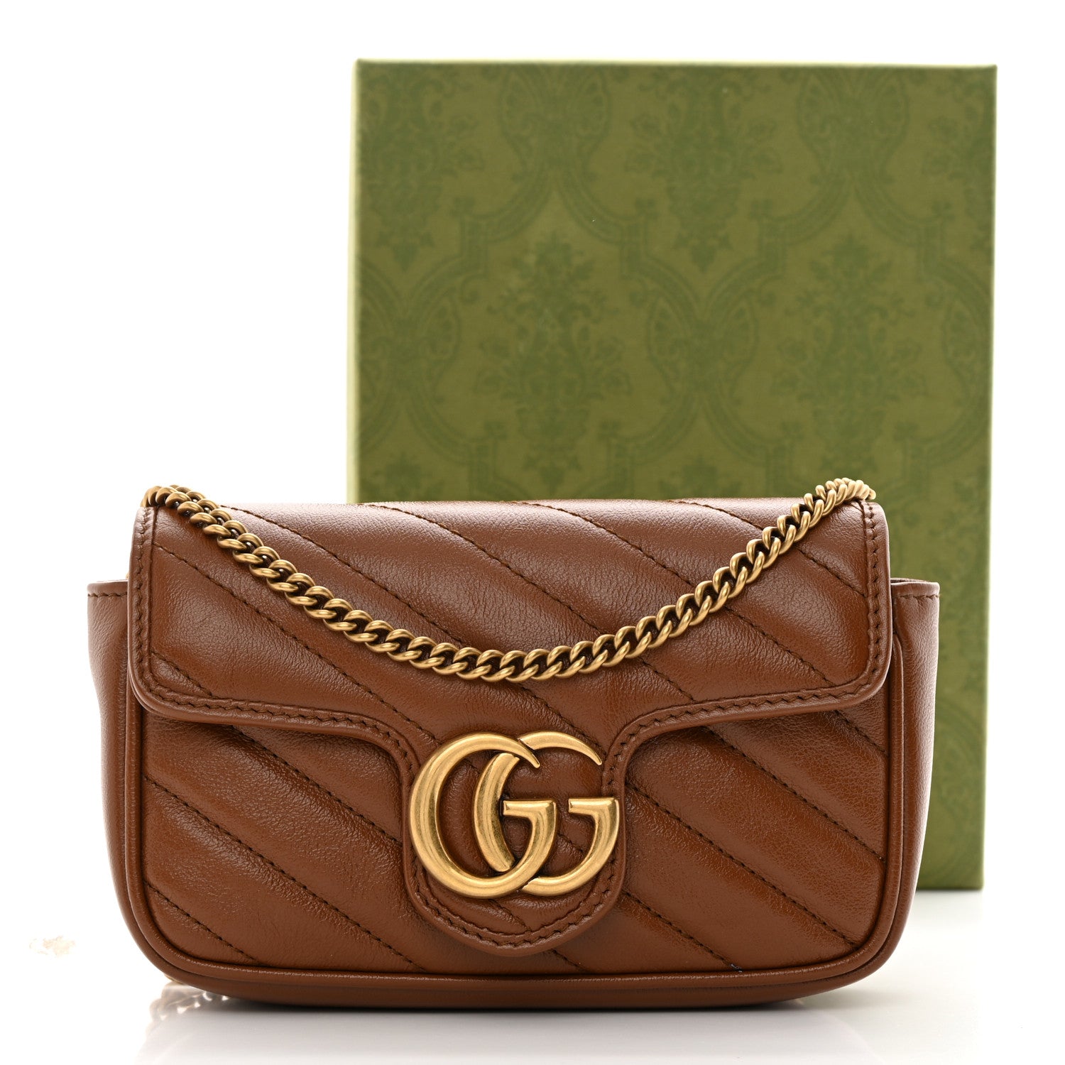 Gucci Azalea Calfskin Matelasse Diagonal Super Mini GG Marmont Shoulder Bag Cuir 12 of 12
