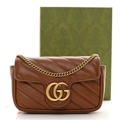 Gucci Azalea Calfskin Matelasse Diagonal Super Mini GG Marmont Shoulder Bag Cuir 12 of 12