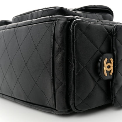 Chanel Shiny Lambskin Quilted Maxi Trendy Pockets Hobo Black 10 of 11