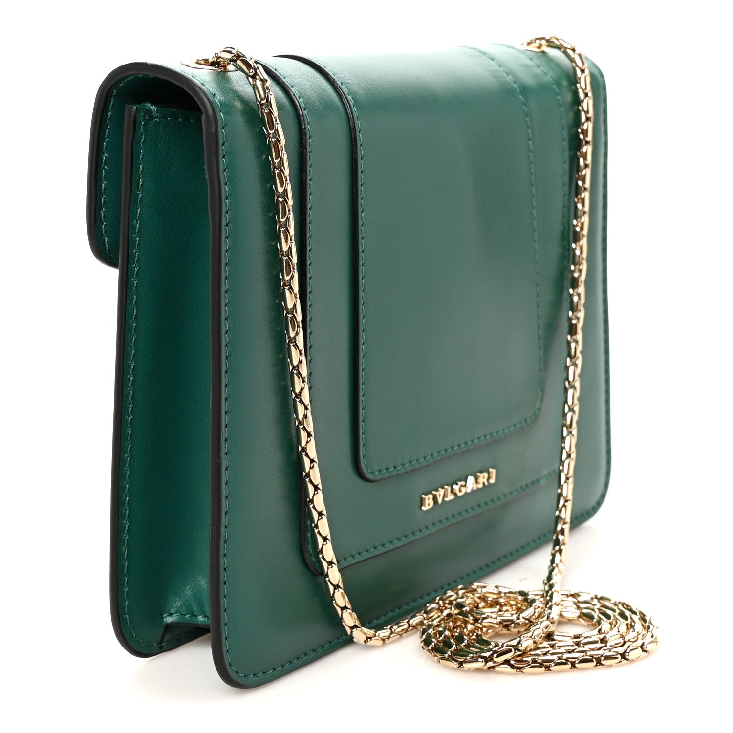 Bulgari Calfskin Small Serpenti Forever Snake Strap Crossbody Bag Emerald Green 3 of 10