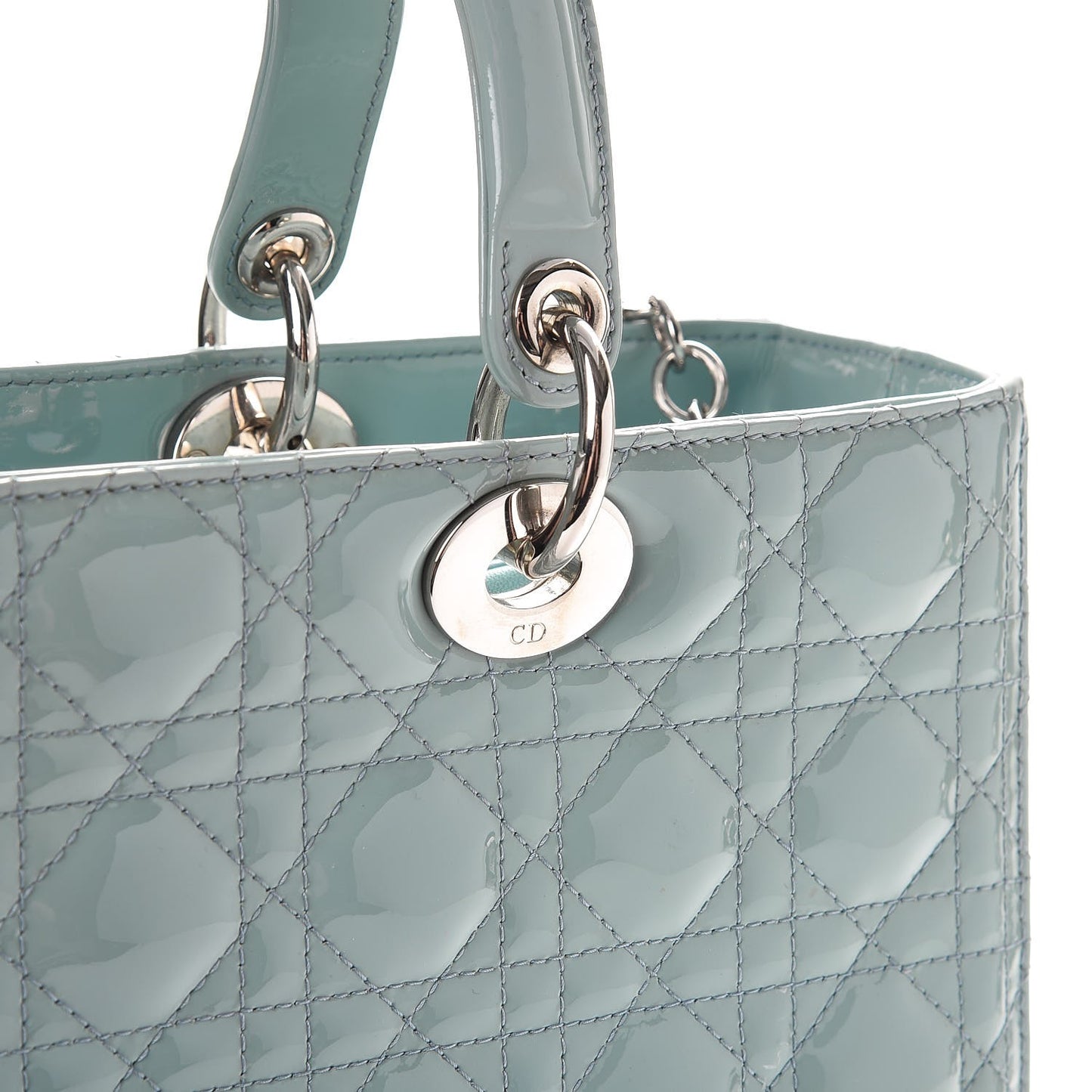 Patent Cannage Large Lady Dior Light Blue