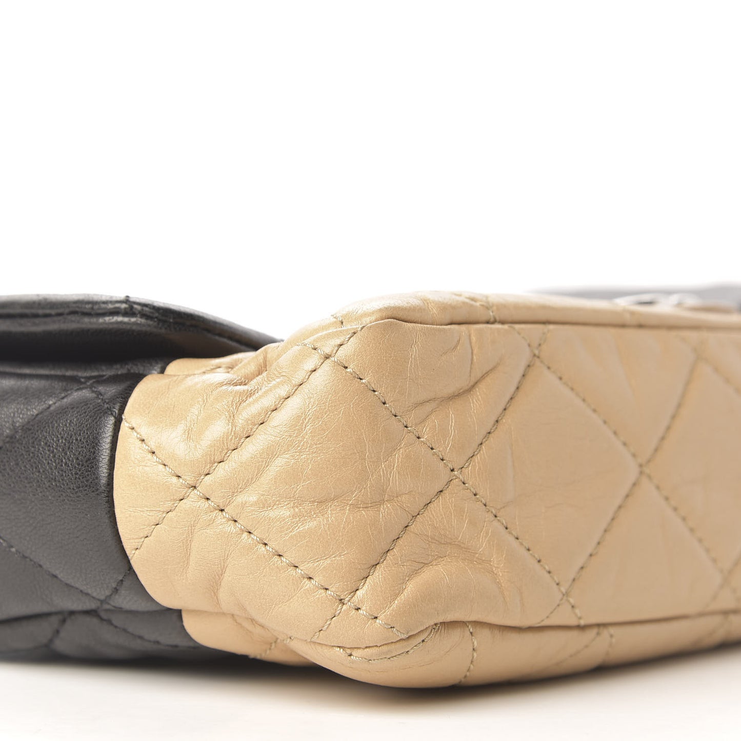 Lambskin Quilted Bi-Color Medium Single Flap Black Beige