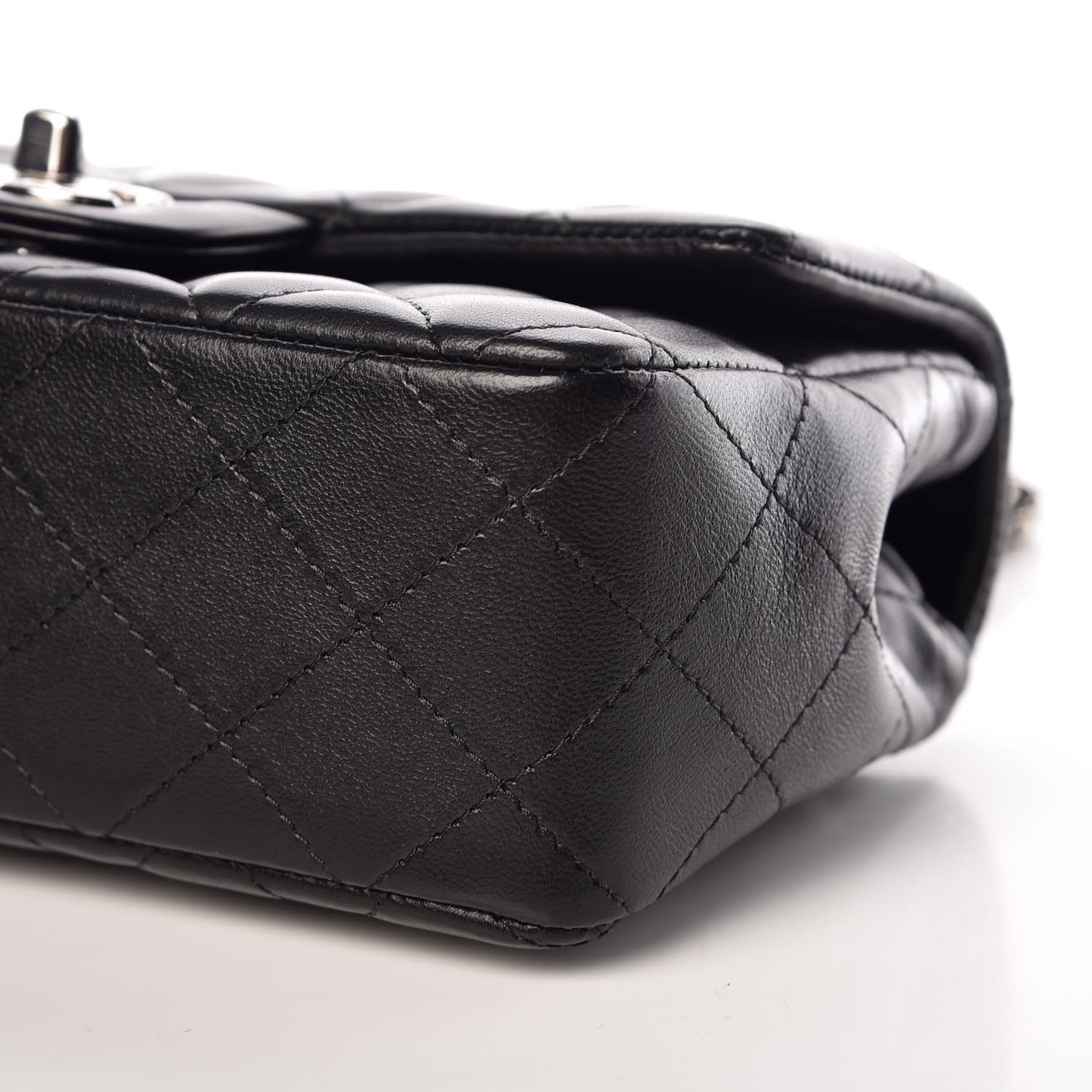 Lambskin Quilted Mini Rectangular Flap Black