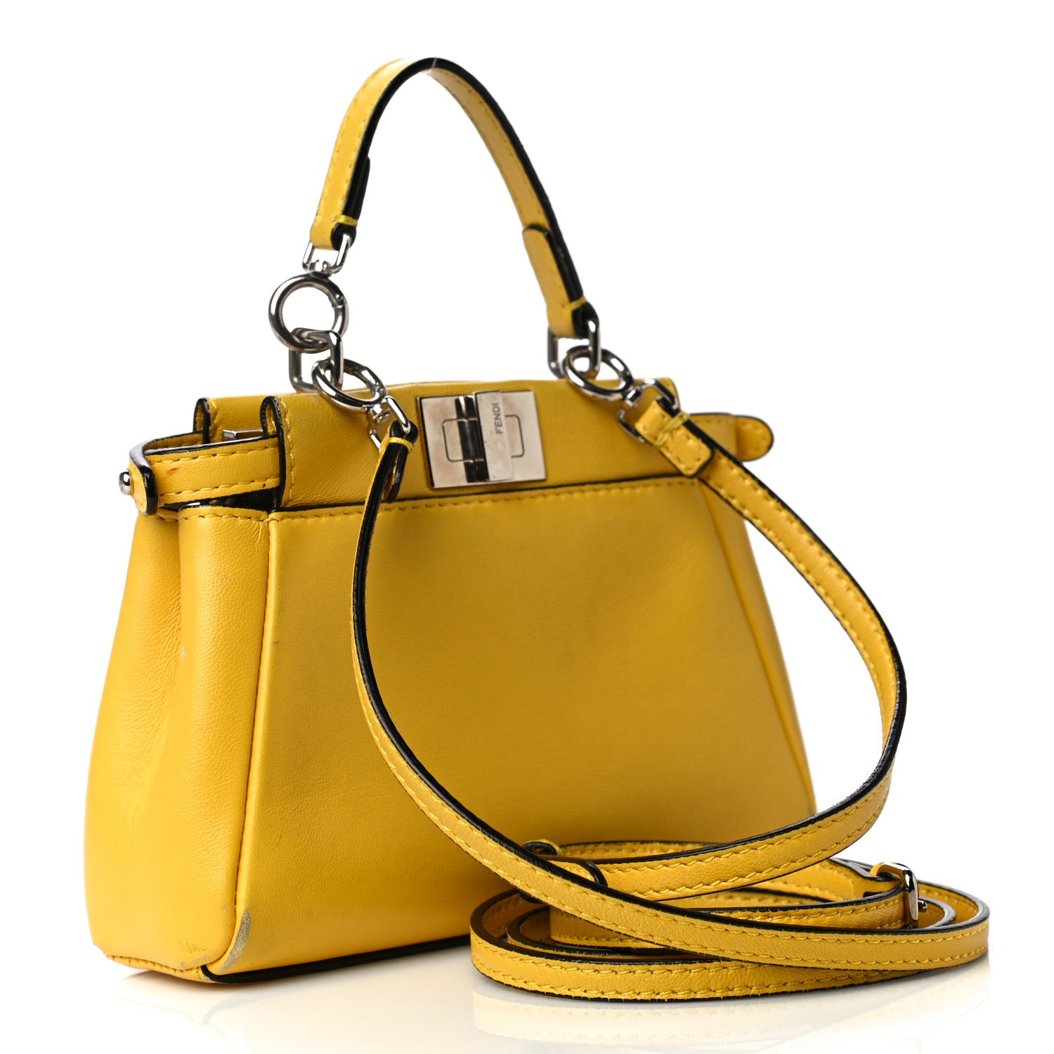 Fendi Shiny Nappa Micro Peekaboo Iconic Satchel Sunflower 2 of 26