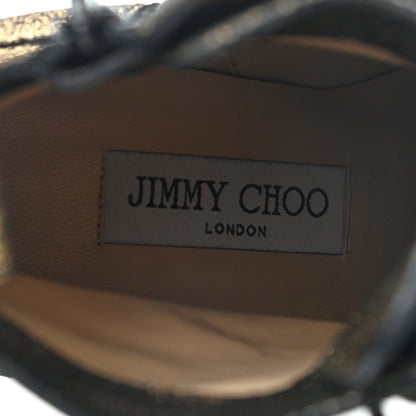 Jimmy Choo Crackled Metallic Calf Hannah 65 Boots 38 Gold Black 6 of 8