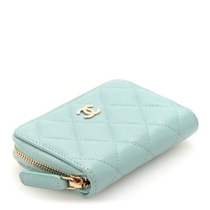 Chanel Caviar Quilted Zip Coin Purse Light Blue 4 of 10