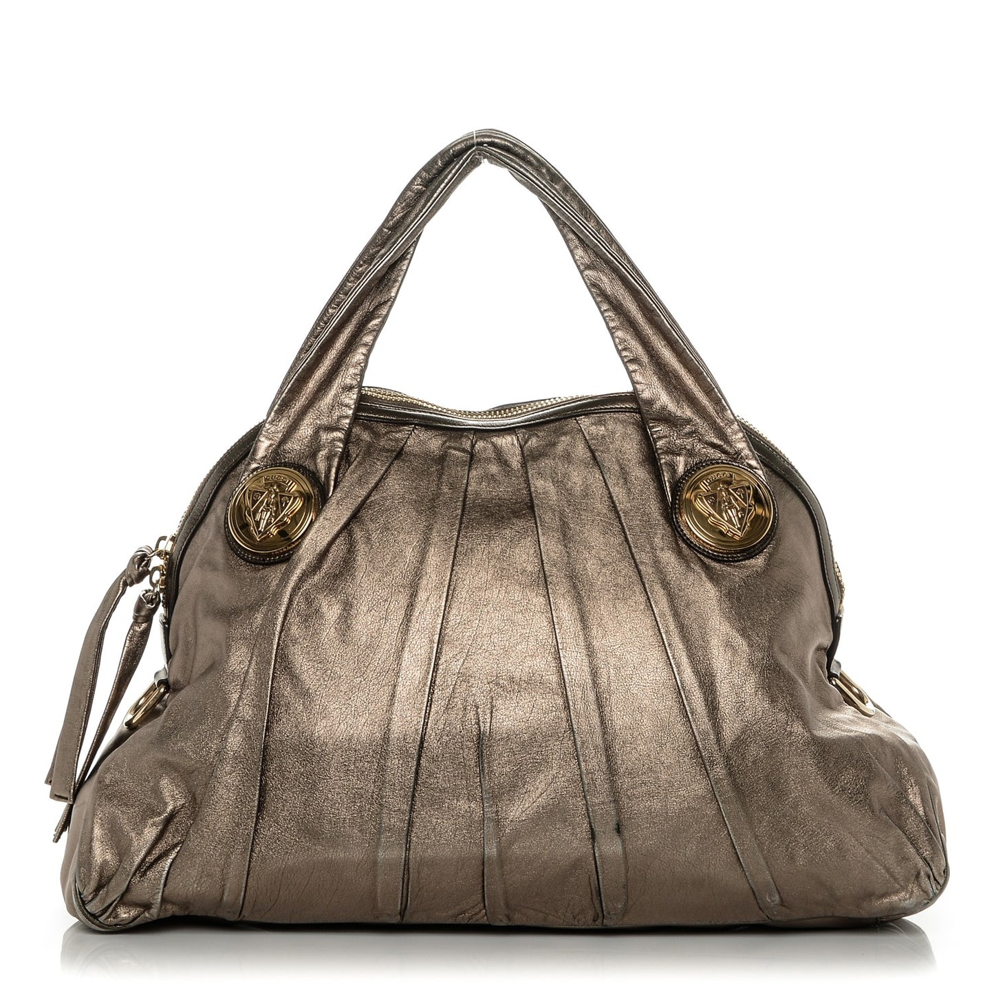 Metallic Calfskin Medium Hysteria Top Handle Bag Gold