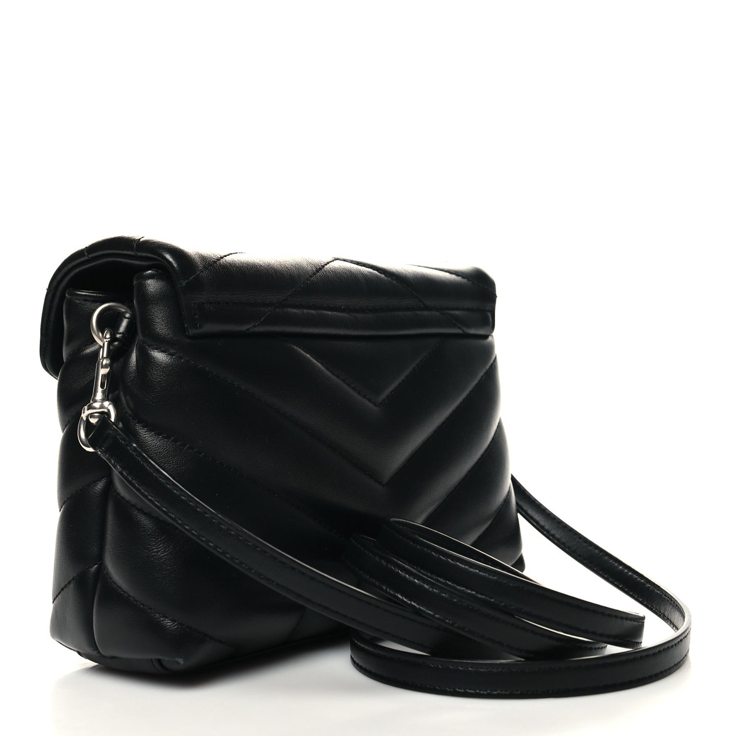 Calfskin Y Quilted Monogram Toy Loulou Crossbody Bag Black