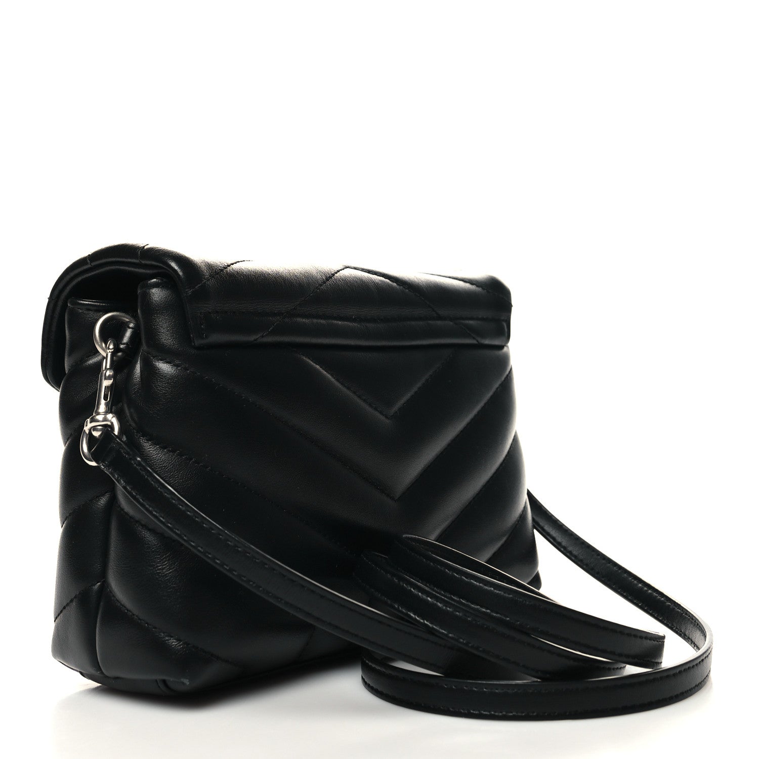 Saint Laurent Calfskin Y Quilted Monogram Toy Loulou Crossbody Bag Black 3 of 12