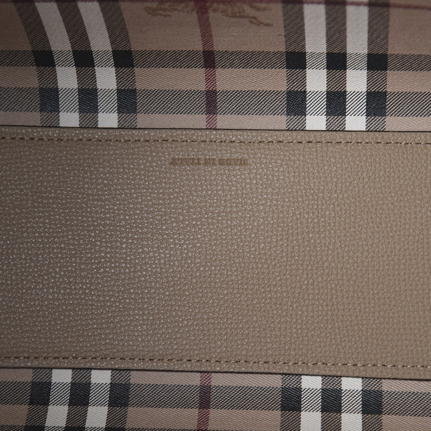 Burberry Grainy Calfskin Haymarket Check Small Reversible Tote Mid Camel 8 of 14