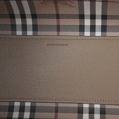 Burberry Grainy Calfskin Haymarket Check Small Reversible Tote Mid Camel 8 of 14