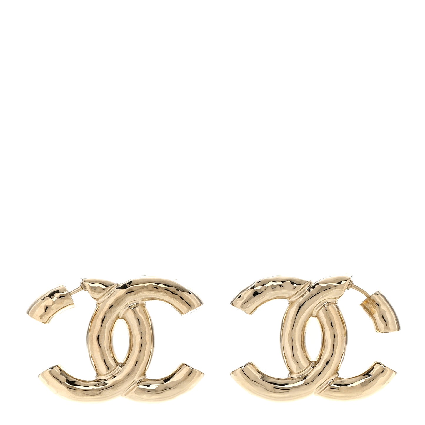 Metal Large CC Earrings Light Gold