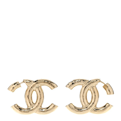 Chanel Metal Large CC Earrings Light Gold 1 of 5