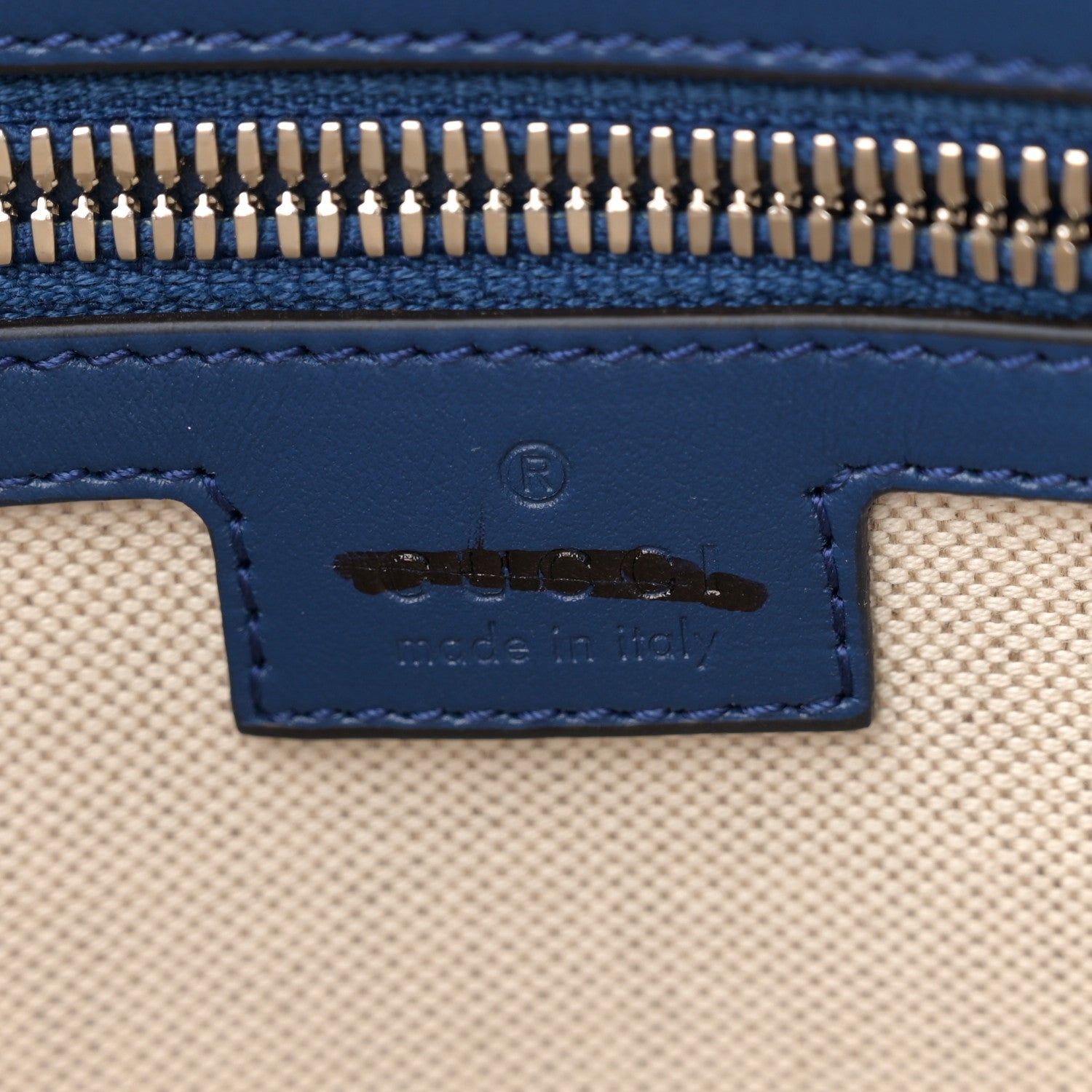 Gucci Calfskin GG Tennis Embossed Medium Wristlet Messenger Bag Intense Metal Blue 6 of 12