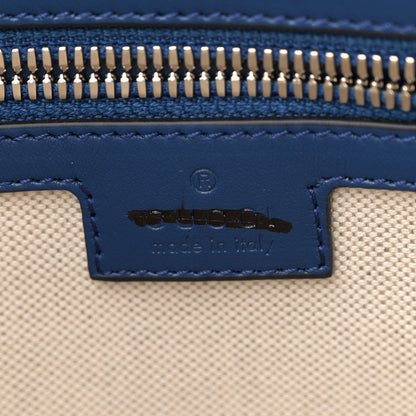 Gucci Calfskin GG Tennis Embossed Medium Wristlet Messenger Bag Intense Metal Blue 6 of 12
