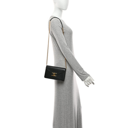 Celine Shiny Calfskin Triomphe Margo Wallet on Chain Black 2 of 10
