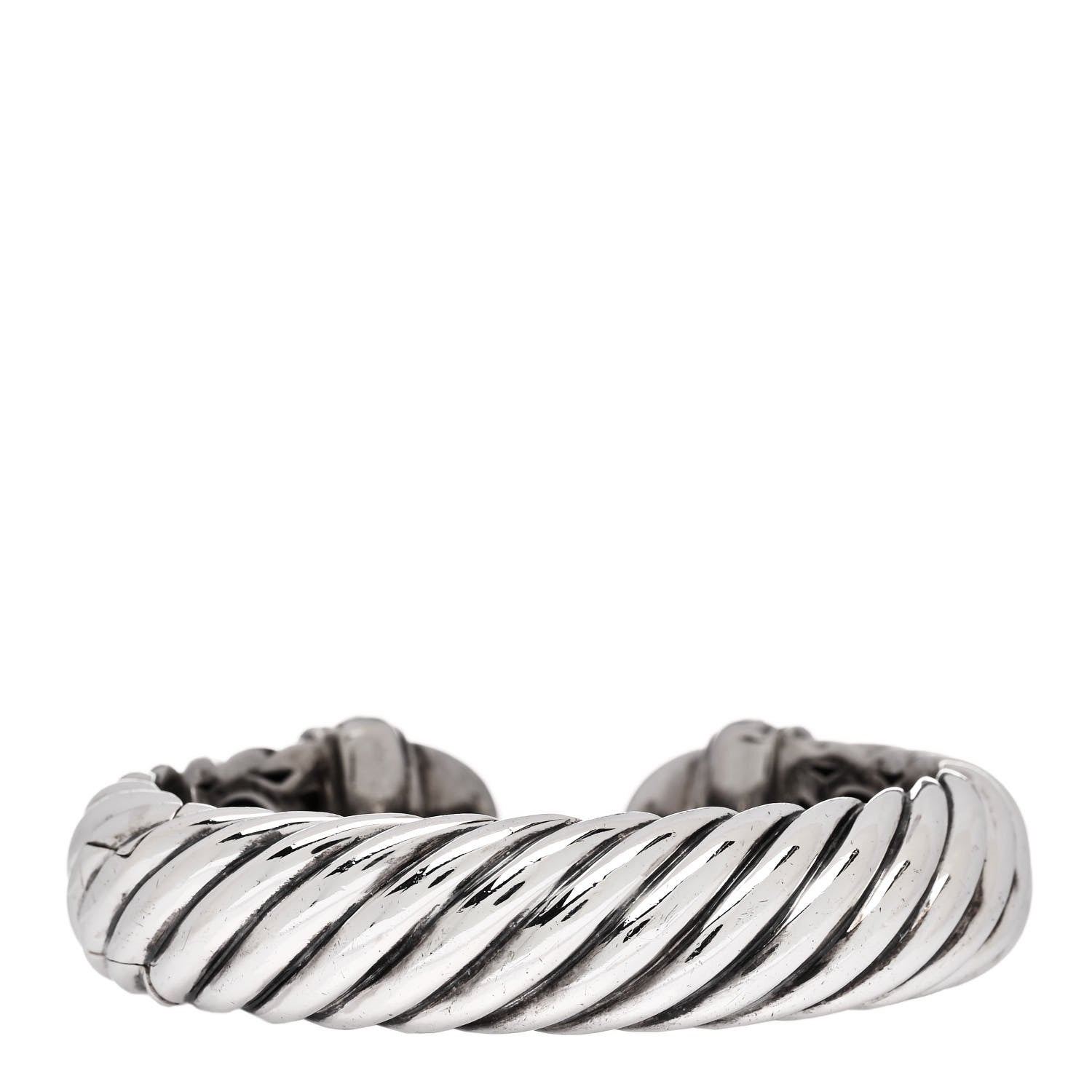 David Yurman Sterling Silver Diamond 15mm Waverly Hinge Bracelet 2 of 3