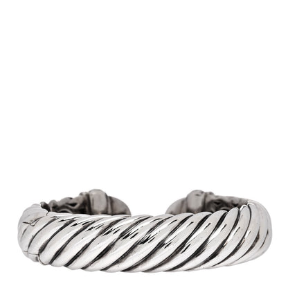 David Yurman Sterling Silver Diamond 15mm Waverly Hinge Bracelet 2 of 3