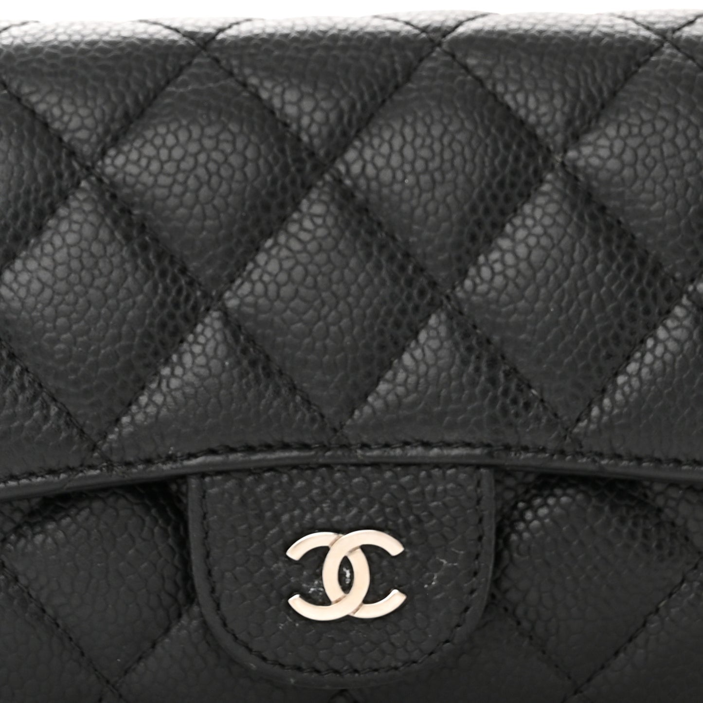 Caviar Quilted Flap Cosmetic Case Black