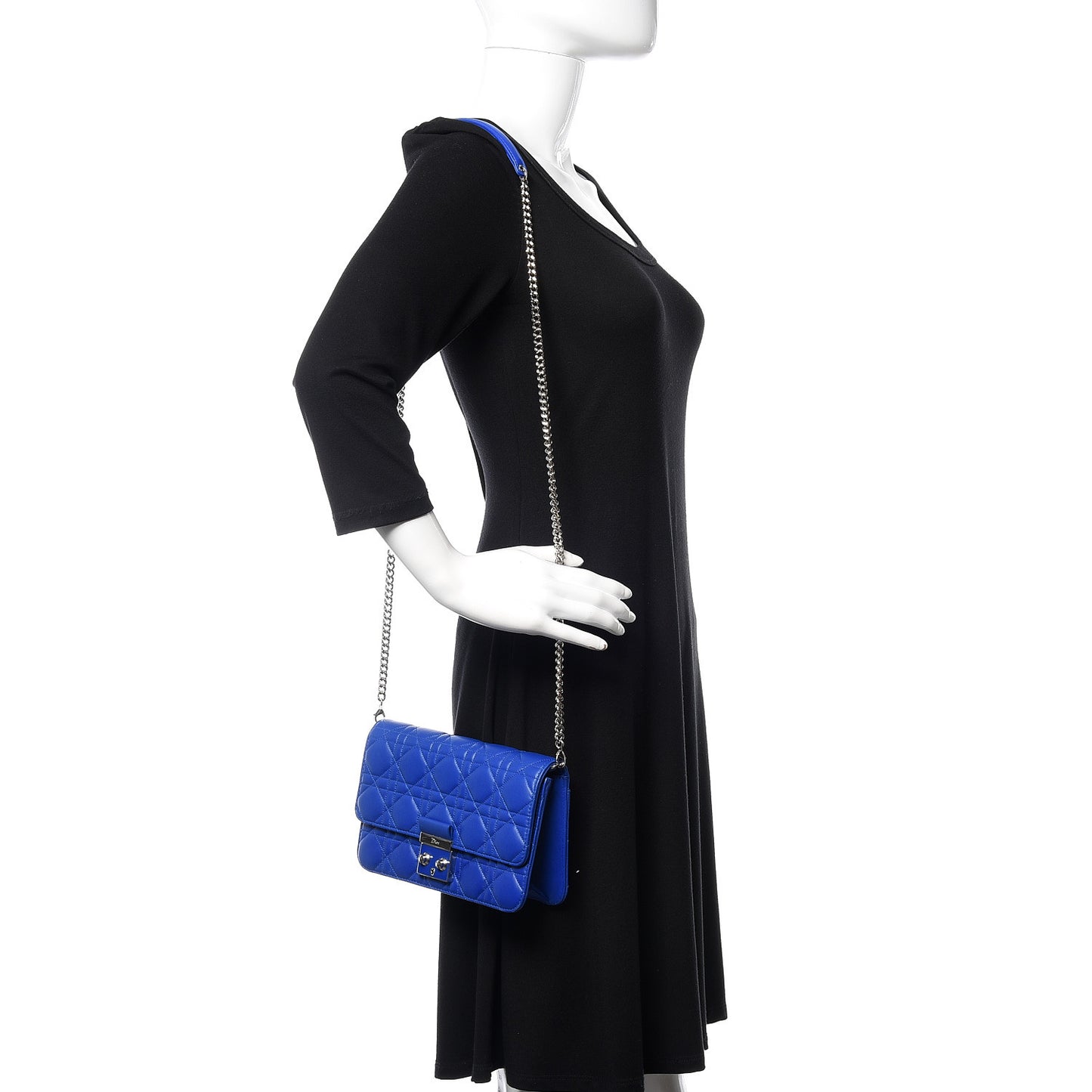 Lambskin Cannage Miss Dior Promenade Pouch Blue