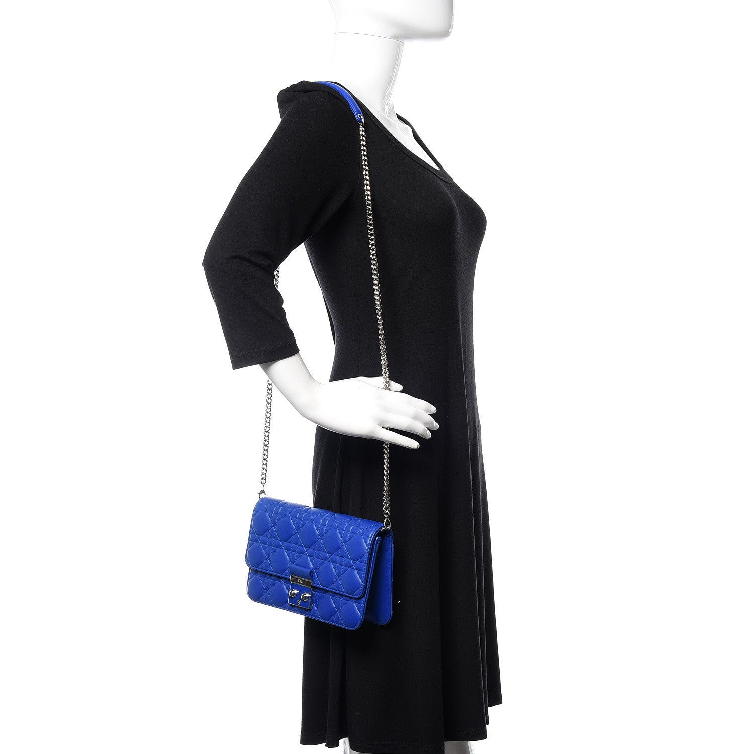Christian Dior Lambskin Cannage Miss Dior Promenade Pouch Blue 2 of 8