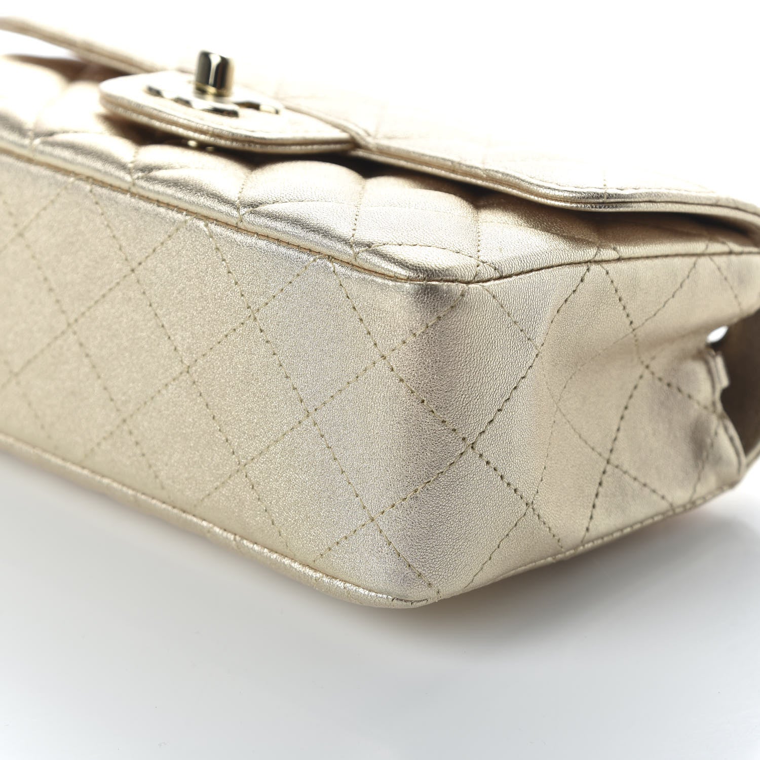 Chanel Metallic Lambskin Quilted Mini Rectangular Flap Gold 7 of 10