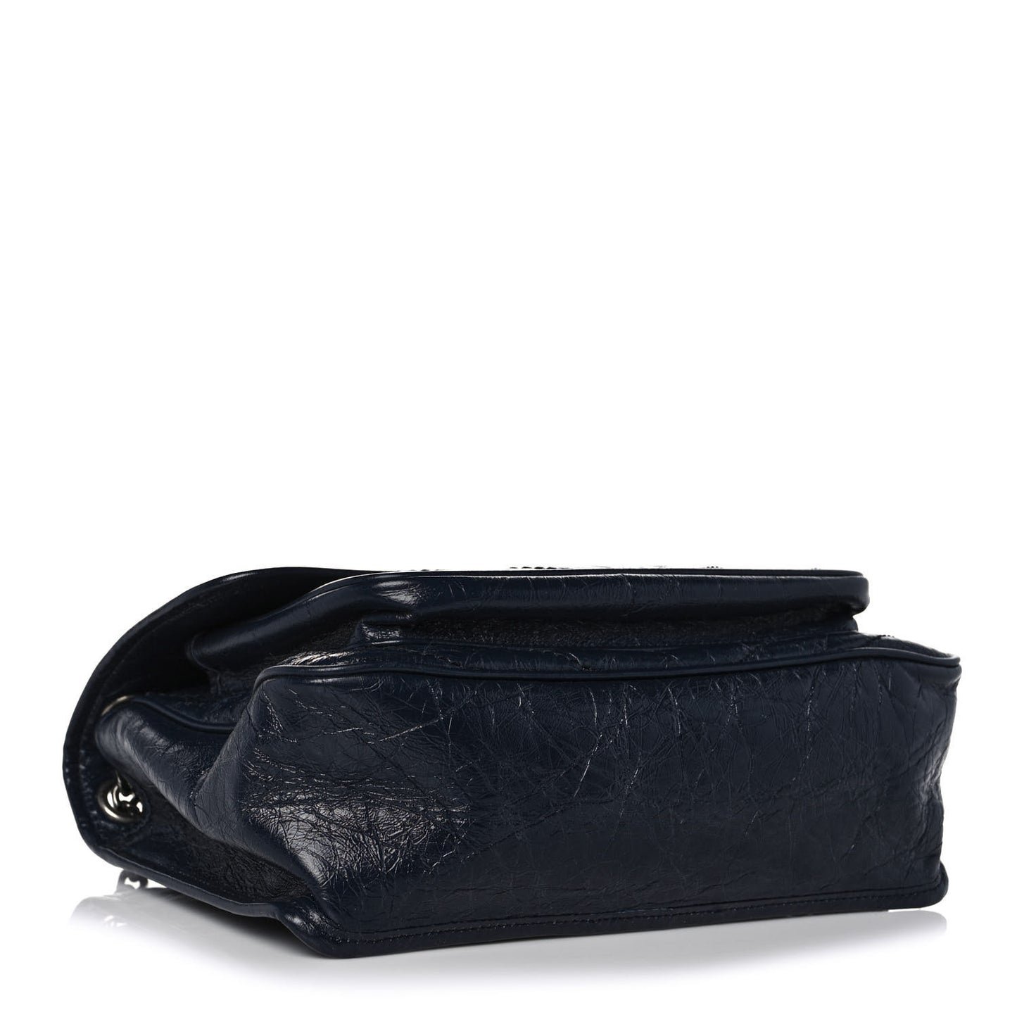 Crinkled Calfskin Matelasse Monogram Medium Niki Chain Satchel Deep Marine