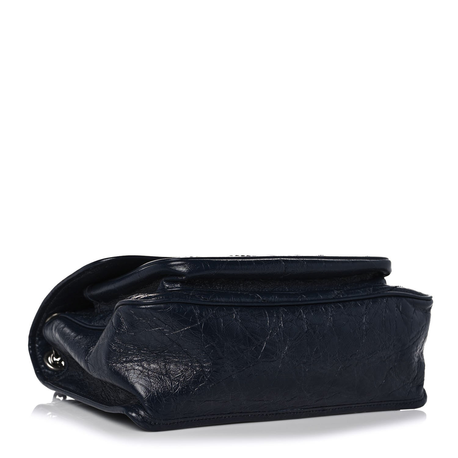 Saint Laurent Crinkled Calfskin Matelasse Monogram Medium Niki Chain Satchel Deep Marine 4 of 10