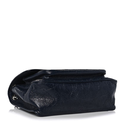 Saint Laurent Crinkled Calfskin Matelasse Monogram Medium Niki Chain Satchel Deep Marine 4 of 10