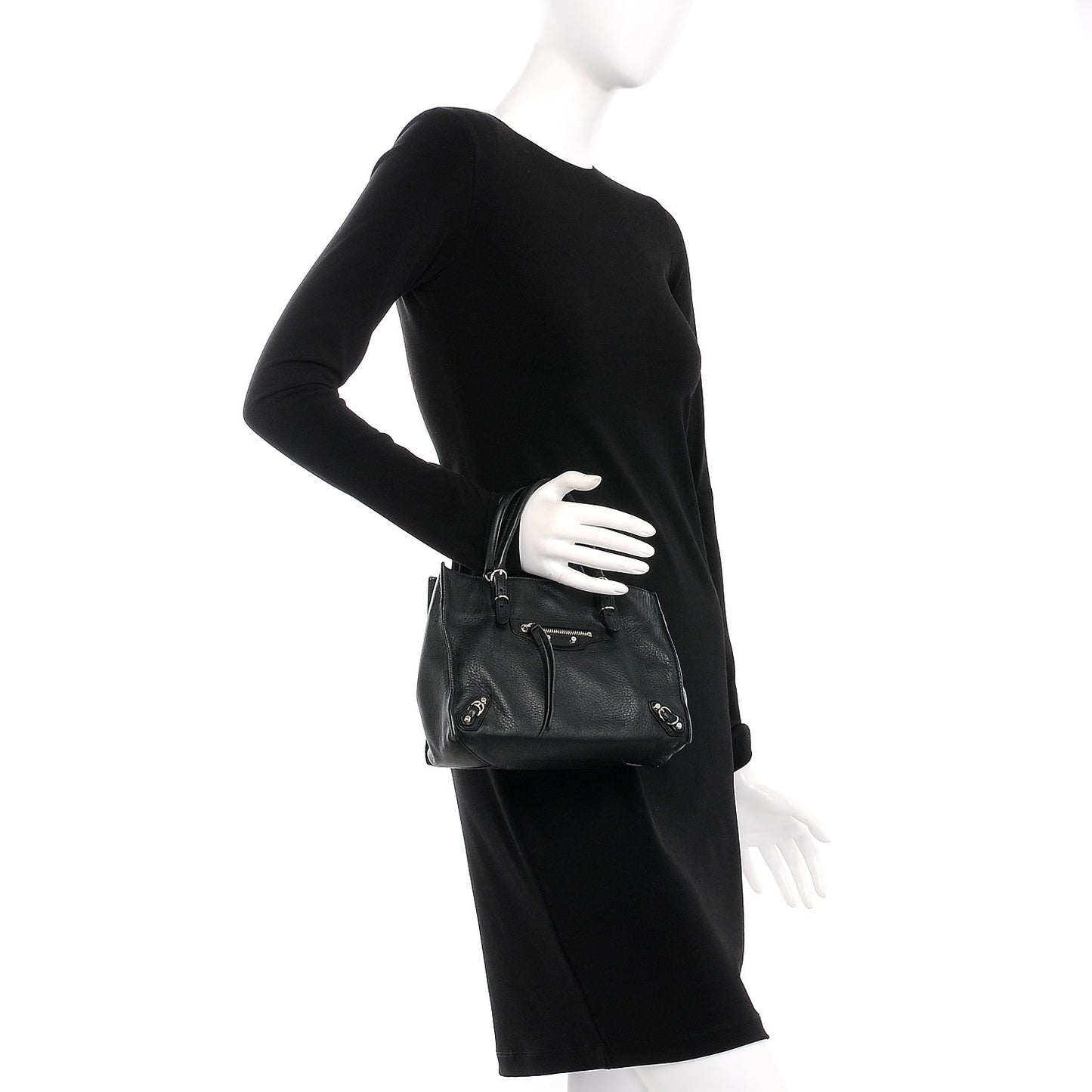 Calfskin Papier Mini A4 Zip Around Tote Black