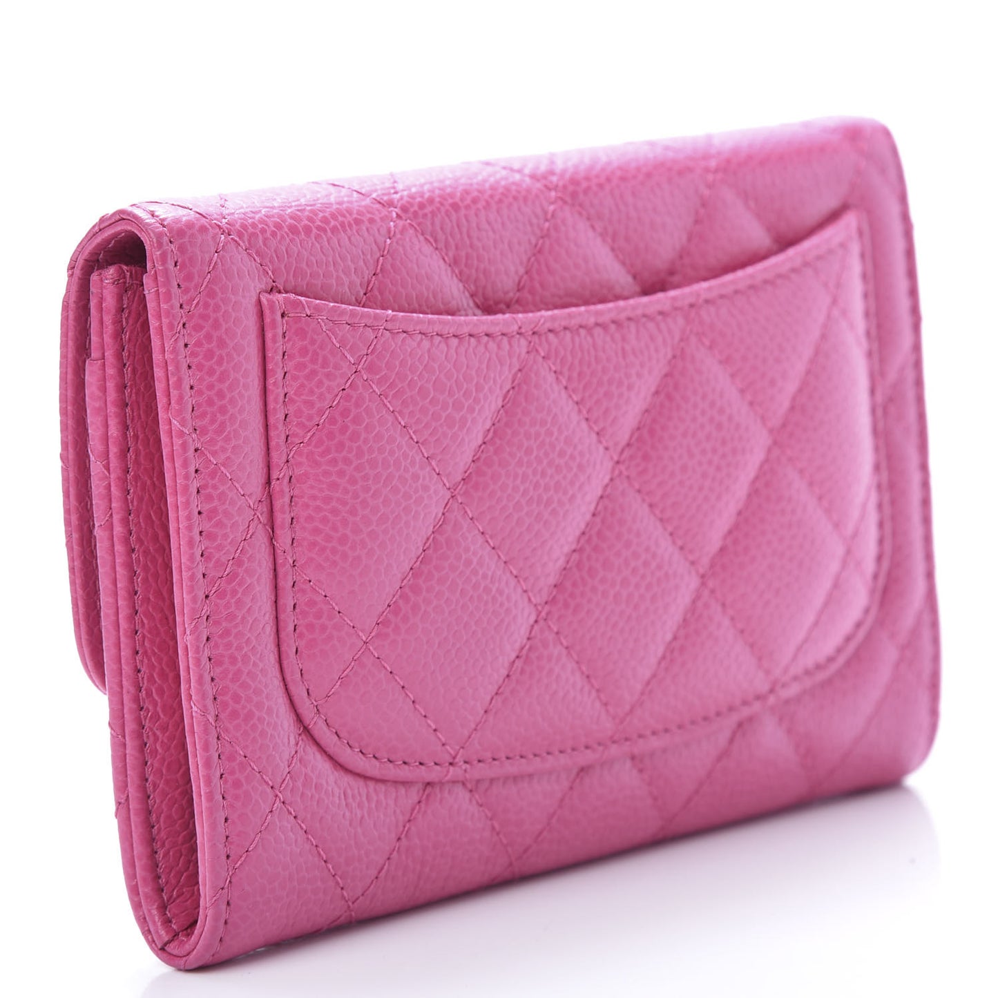 Caviar Quilted Small Flap Wallet Pink