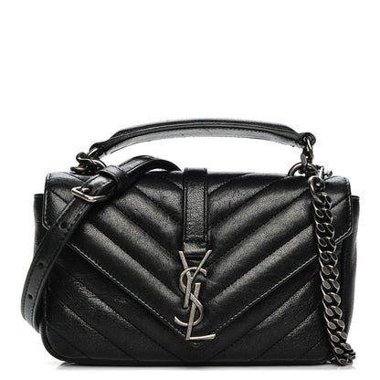 Saint Laurent Sheepskin Matelasse Chevron Monogram College Chain Wallet Black 1 of 6