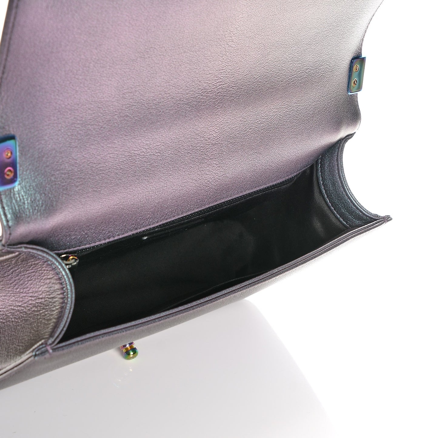Iridescent Goatskin Quilted New Medium Boy Flap Purple