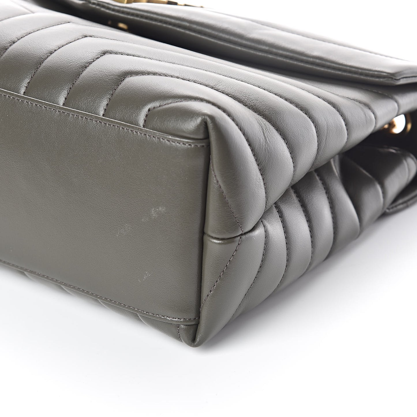 Calfskin Y Quilted Monogram Medium Loulou Chain Satchel Kaki Fonce