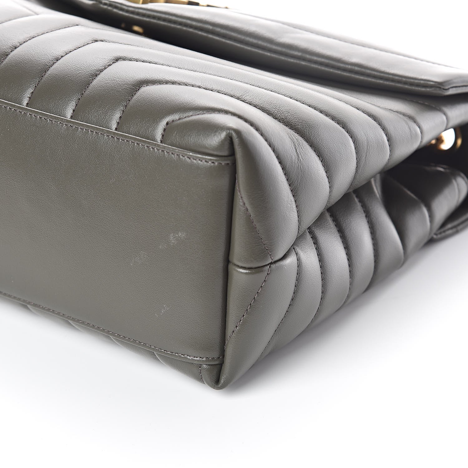 Saint Laurent Calfskin Y Quilted Monogram Medium Loulou Chain Satchel Kaki Fonce 9 of 9