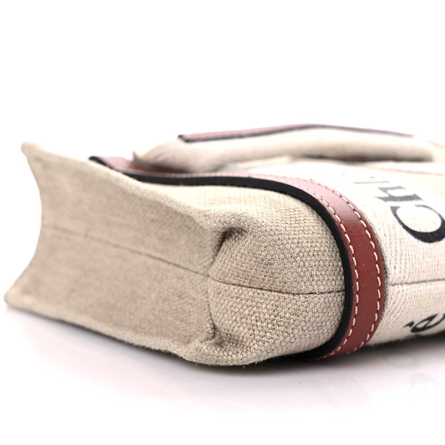 Chloe Cotton Calfskin Mini Woody Ribbon Tote White Brown 8 of 9