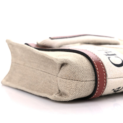 Chloe Cotton Calfskin Mini Woody Ribbon Tote White Brown 8 of 9