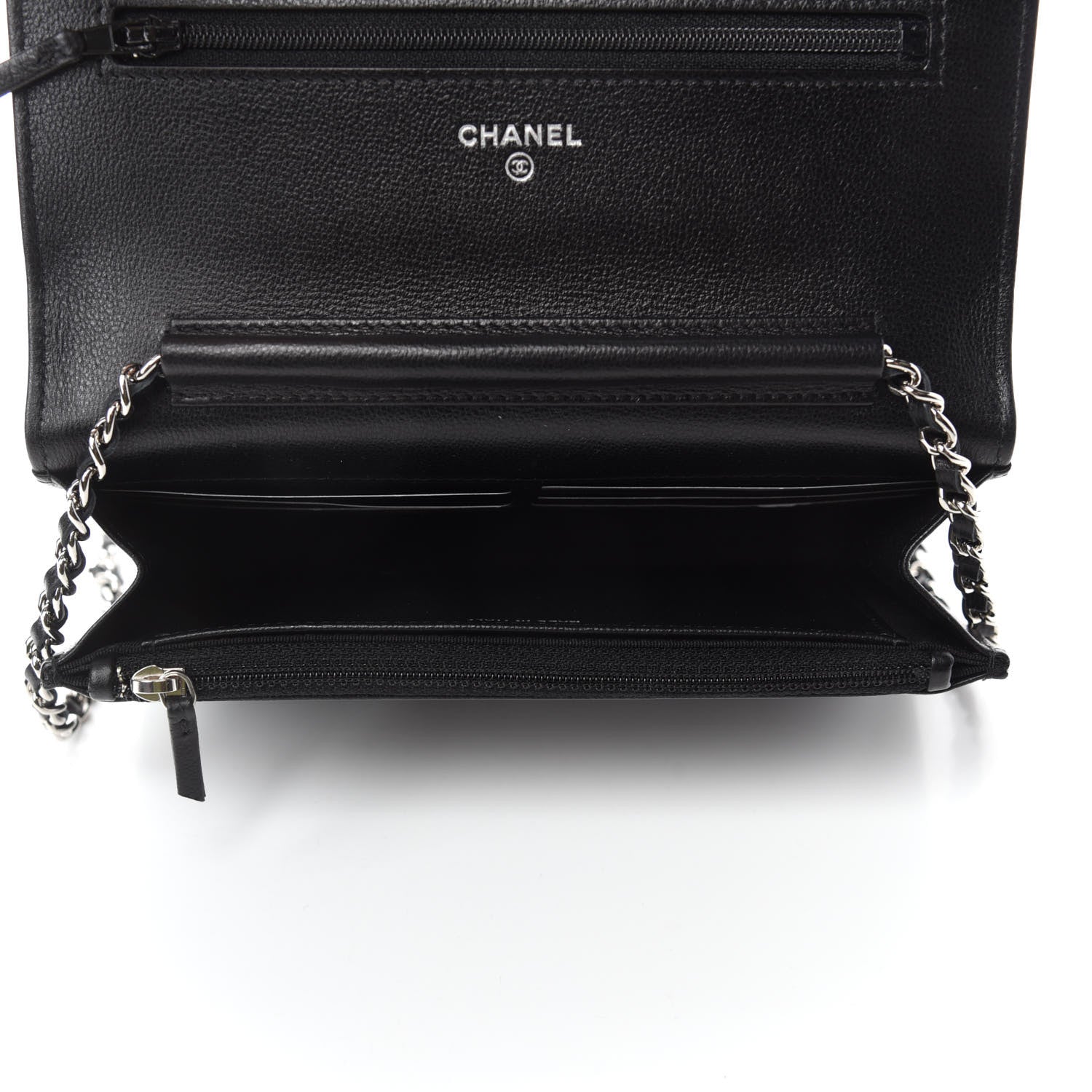 Chanel Grained Calfskin Quilted CC Box Wallet On Chain WOC Black 5 of 12