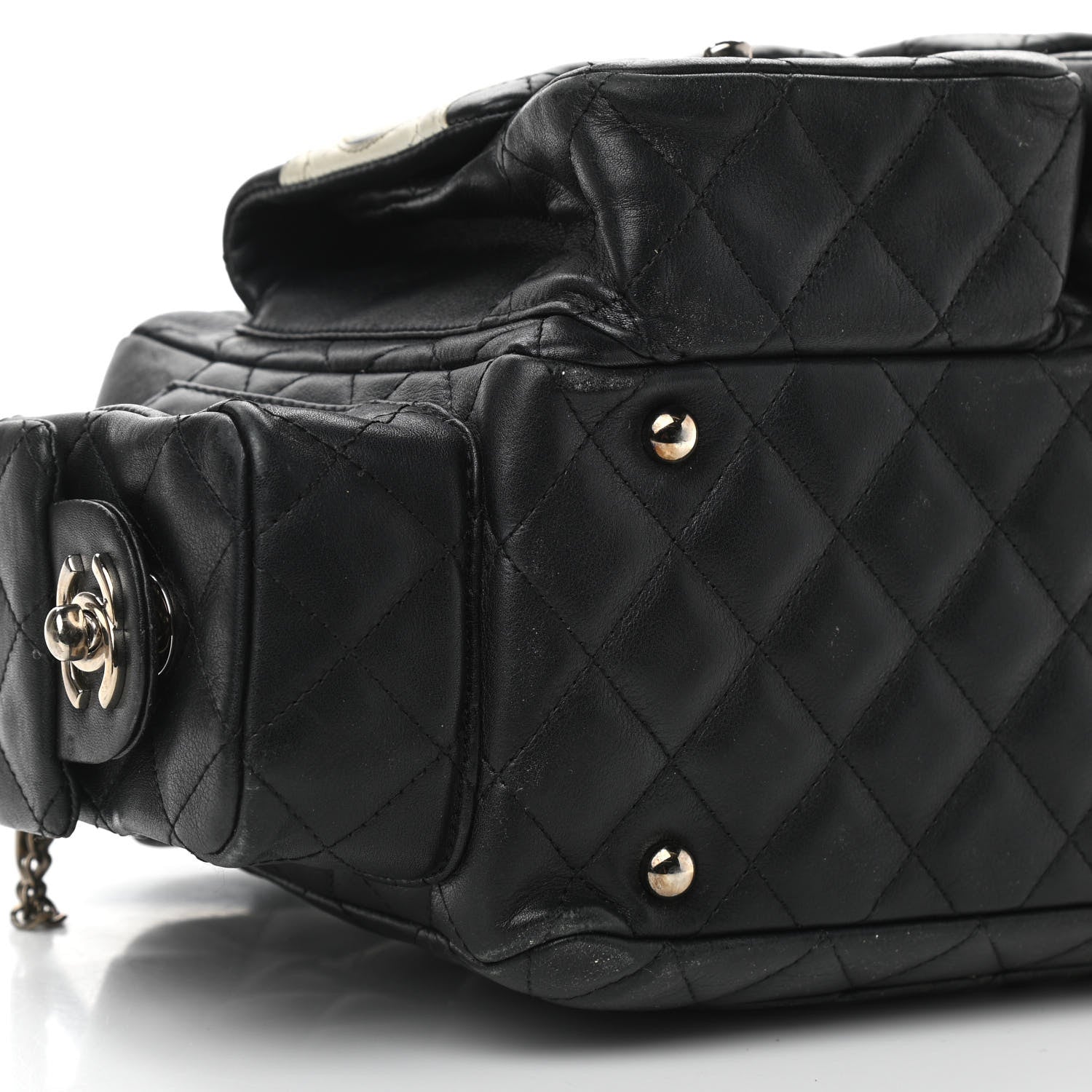 Chanel Calfskin Quilted Small Cambon Multipocket Reporter Black White 11 of 15