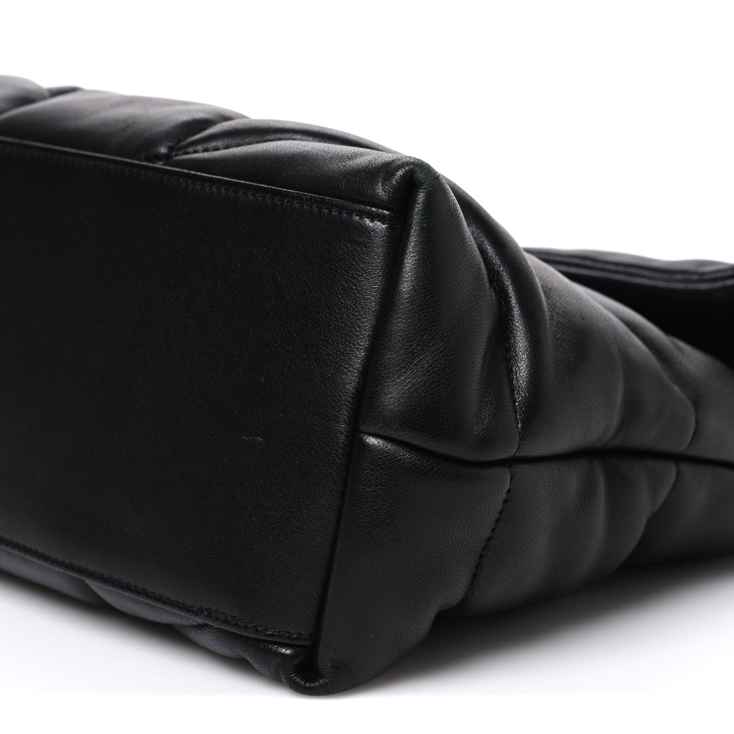 Lambskin Quilted Monogram Monochrome Medium Loulou Puffer Chain Satchel Black